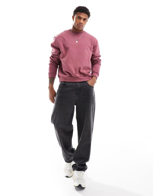 ASOS DESIGN boxy sweatshirt in burgundy, 2 of 4