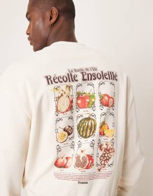 ASOS DESIGN boxy sweatshirt with chest and back print in tofu - view 1