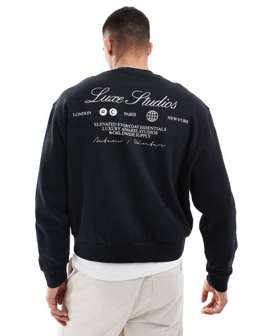 スウェット・トレーナー Portrait Print Black Sweater 1990s 