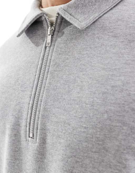 ASOS DESIGN - Felpa squadrata con zip grigio mélange