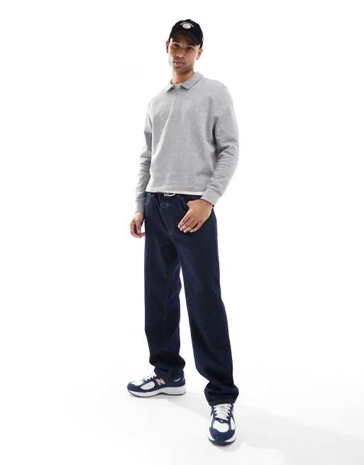 ASOS DESIGN - Felpa squadrata con zip grigio mélange