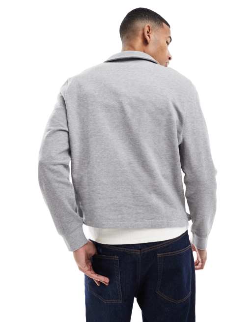 ASOS DESIGN - Felpa squadrata con zip grigio mélange