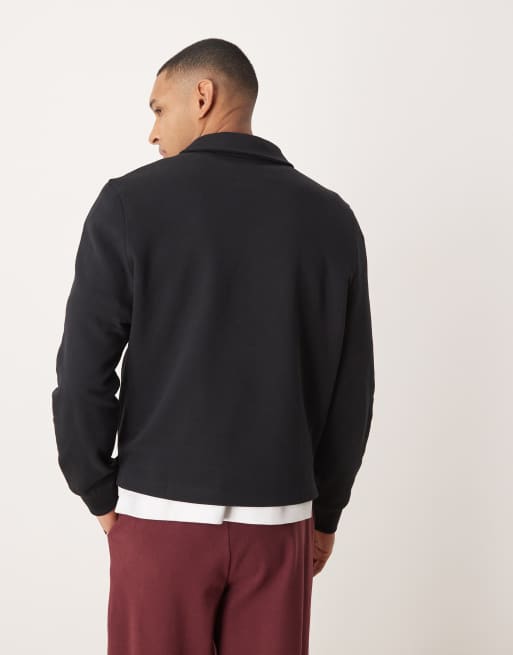 ASOS DESIGN boxy sweatshirt with zipper in black