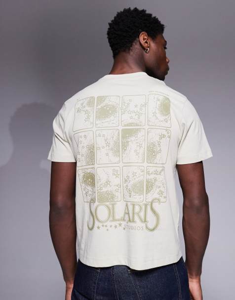 ASOS DESIGN boxy t-shirt with celestial graphic in beige - view 1