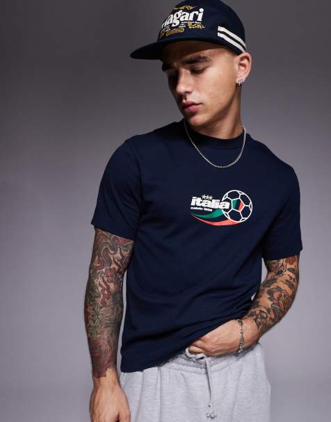 ASOS DESIGN boxy t-shirt with Italia sports graphic in navy - view 1
