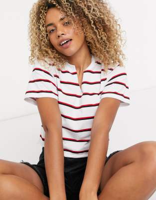 asos red and white striped top