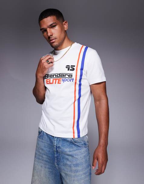 ASOS DESIGN boxy t-shirt with sports graphic in white - view 1