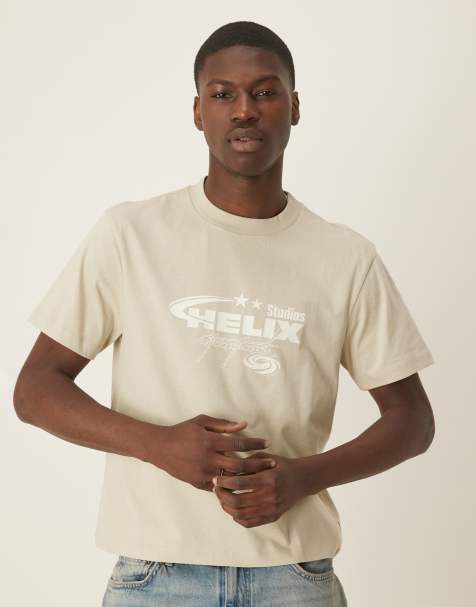 ASOS DESIGN boxy t-shirt with street graphic in beige - view 1