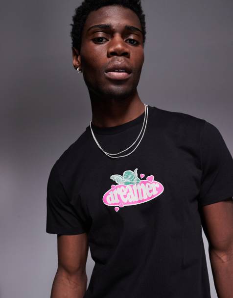 ASOS DESIGN boxy t-shirt with text graphic in black - view 1