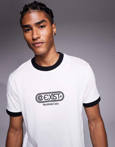 ASOS DESIGN boxy t-shirt with text graphic in white - view 1