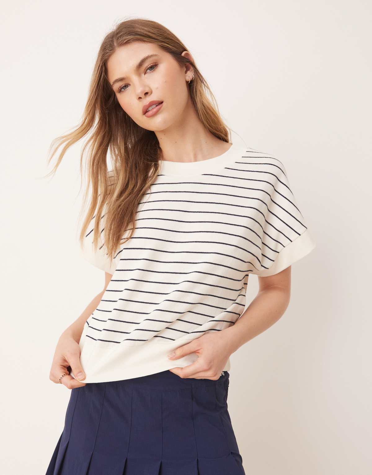 ASOS DESIGN boxy tee in textured stripe