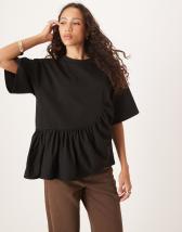 ASOS DESIGN boxy tee with asymmetric peplum hem in white