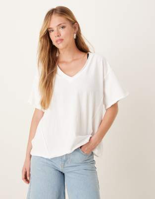 Asos Design Boxy Tee With Seam Detail