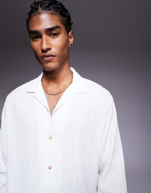 white textured dress shirt DDAPJ pyju Cotton Linen Long Sleeve Shirts for Men Solid Textured Dress  Shirt Business Casual Button Down Shirts White XL