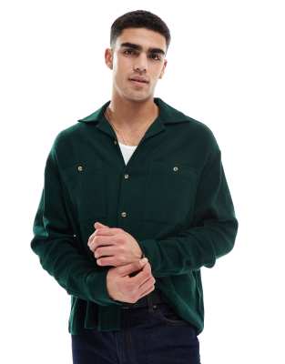 boxy textured oversized shirt in green