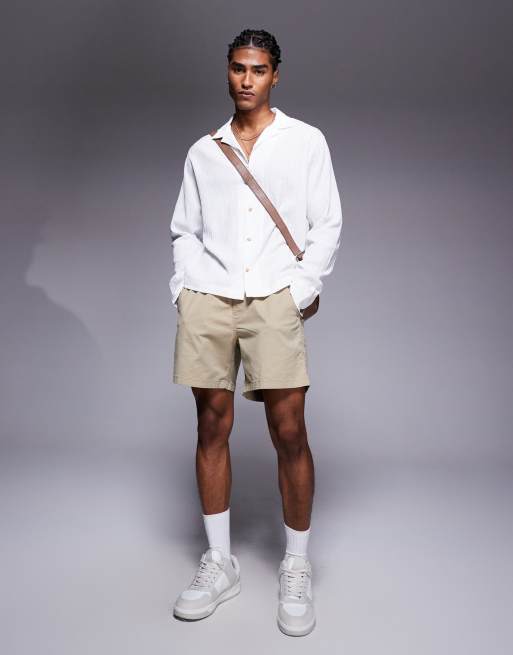 ASOS DESIGN boxy textured revere shirt in white, 2 of 4
