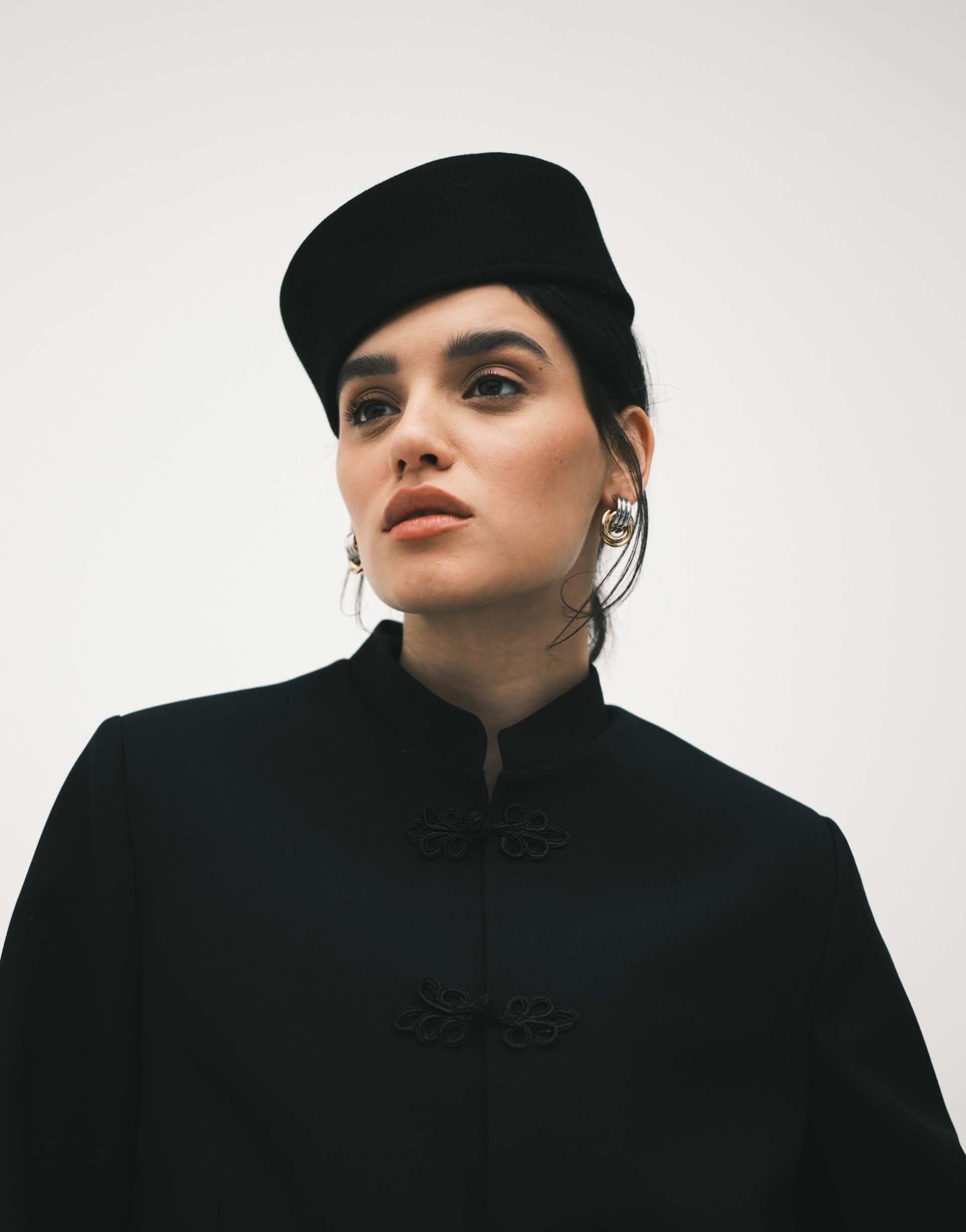 asos design boxy throw on mandarin collar blazer in black