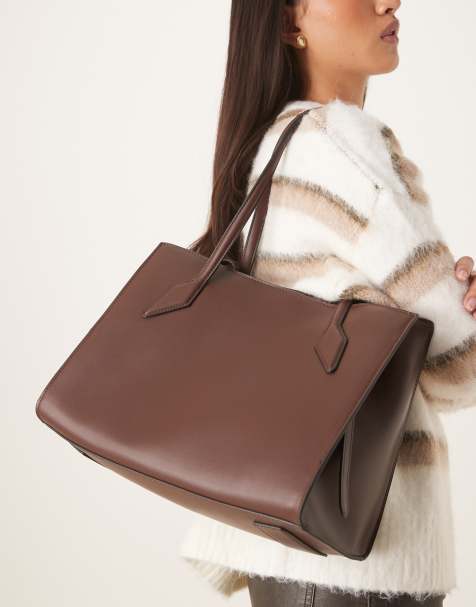 ASOS DESIGN boxy tote bag in chocolate - view 1