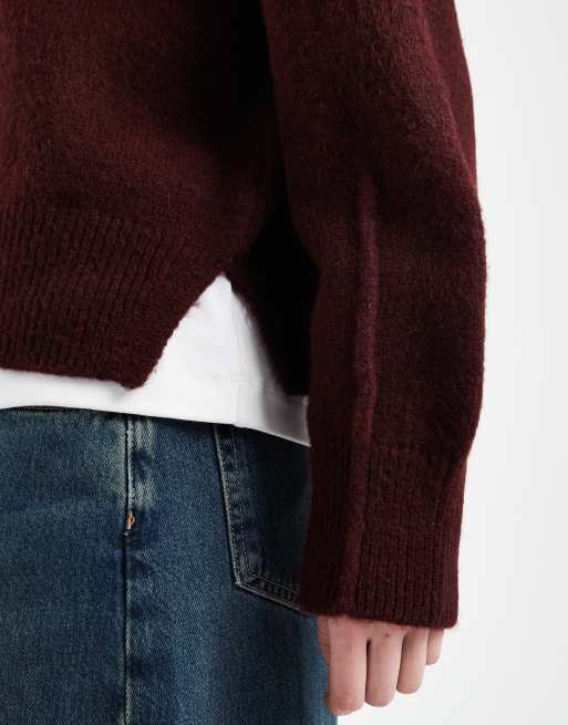 ASOS DESIGN - Boxy trui met ronde hals en split aan de zijkant in pruim, 2 van 4