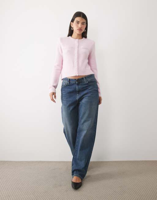 ASOS DESIGN boxy vest met schoudervullingen en structuur in roze, 2 van 4