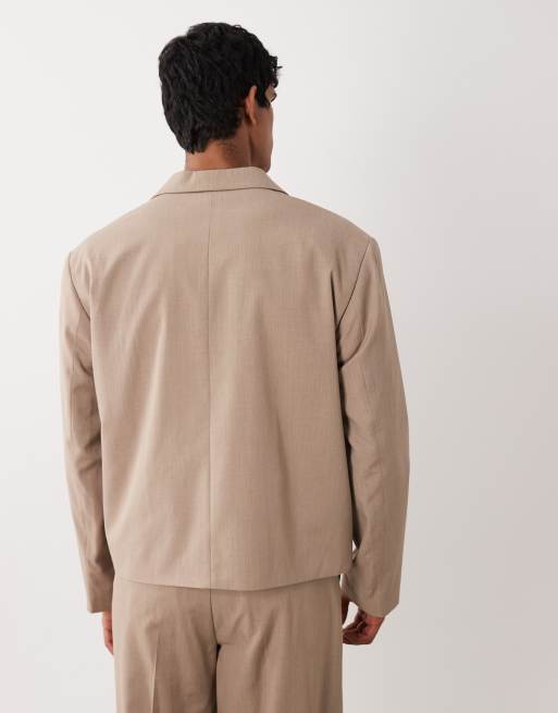 ASOS DESIGN boxy wrap suit jacket in camel, 5 of 5
