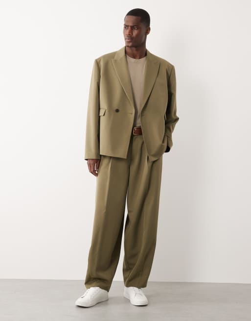 ASOS DESIGN boxy wrap suit jacket in dusty green, 2 of 5