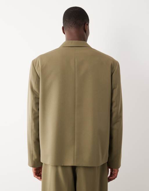 ASOS DESIGN boxy wrap suit jacket in dusty green, 5 of 5