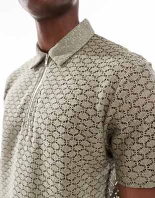 Asos Design Boxy Zipped Polo