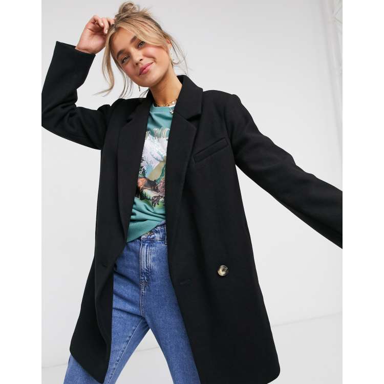 Asos design boyfriend 2024 coat with zip pocket