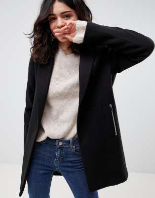 asos design boyfriend coat with zip pocket