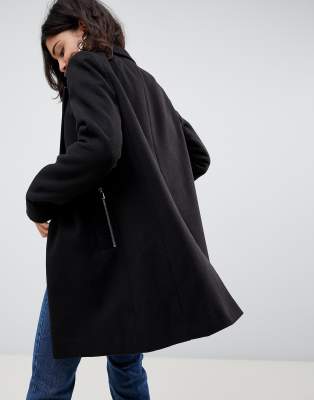 Asos design boyfriend clearance coat with zip pocket