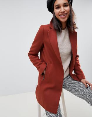 asos design boyfriend coat with zip pocket