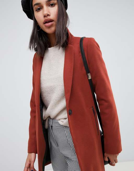 Asos design boyfriend coat with zip pocket clearance