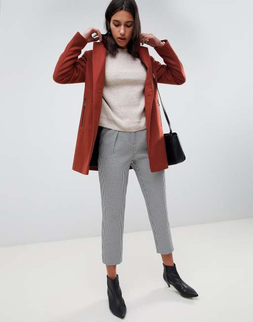 Asos design boyfriend 2024 coat with zip pocket