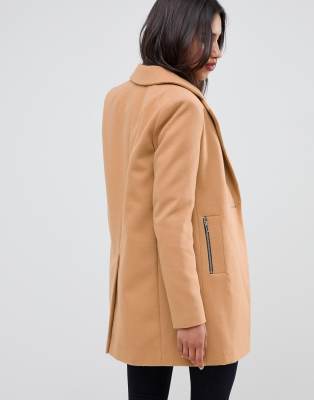 Asos design boyfriend coat with hot sale zip pocket