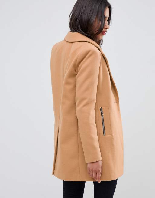 Asos design boyfriend 2025 coat with zip pocket