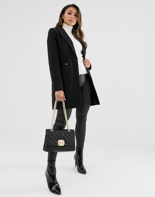 Asos design boyfriend 2024 coat with zip pocket