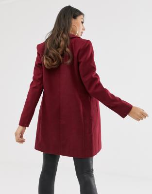 asos design boyfriend coat with zip pocket