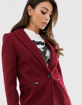 asos design boyfriend coat with zip pocket