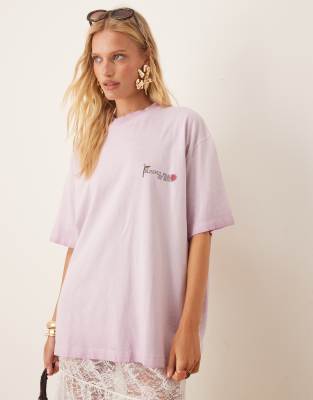 Asos Design Boyfriend Fit T-shirt With Flower Back Graphic