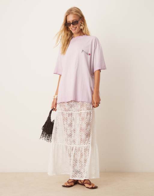 ASOS DESIGN boyfriend fit t-shirt with flower back graphic in purple