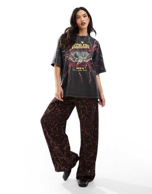 ASOS DESIGN boyfriend fit t-shirt with rock sequin graphic in washed charcoal, 3 of 4