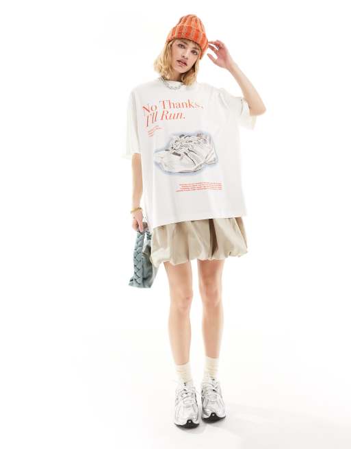 ASOS DESIGN boyfriend fit T-shirt with wellness graphic in cream, 4 of 4