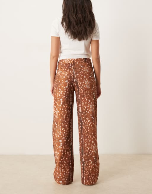 ASOS DESIGN boyfriend jeans in deer print
