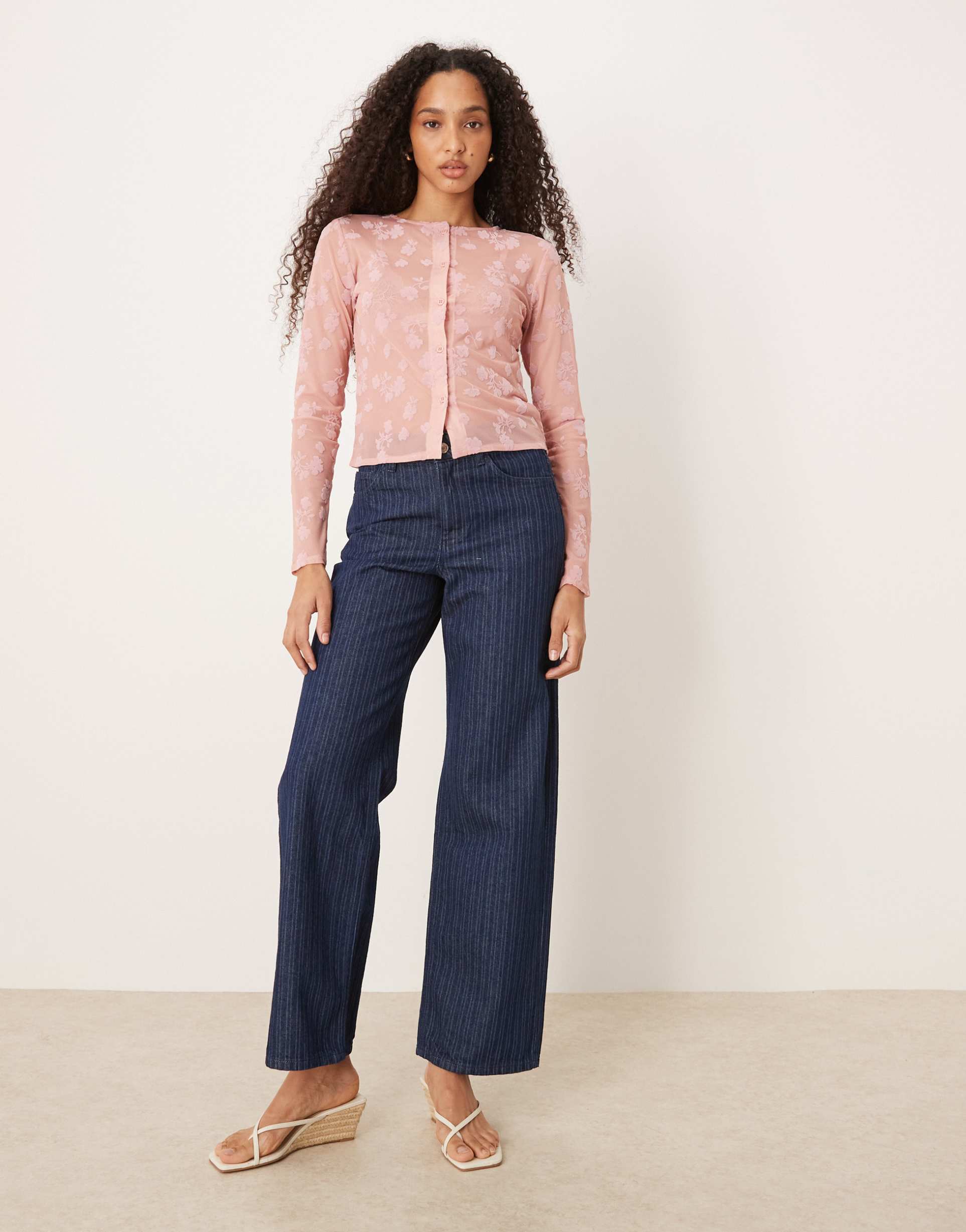 asos design boyfriend jeans in striped denim