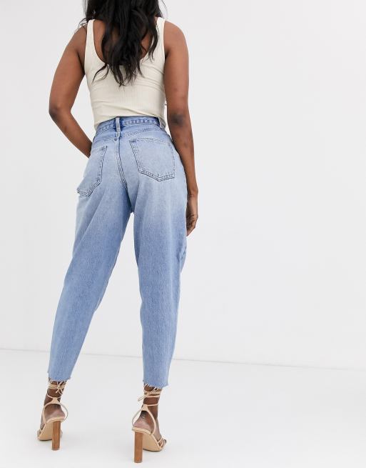 ASOS DESIGN - Boyfriend jeans met ballonpijpen en blauwe midwash
