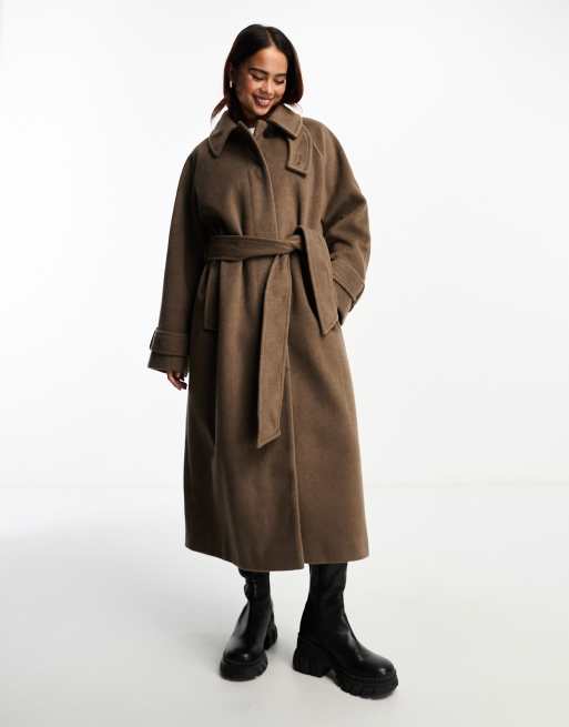 ASOS DESIGN – Boyfriend-Mantel in Pilzbraun mit Oberkragen, 4 von 4