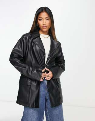 ASOS Faux-Leather Bomber Jacket in Metallic for Men