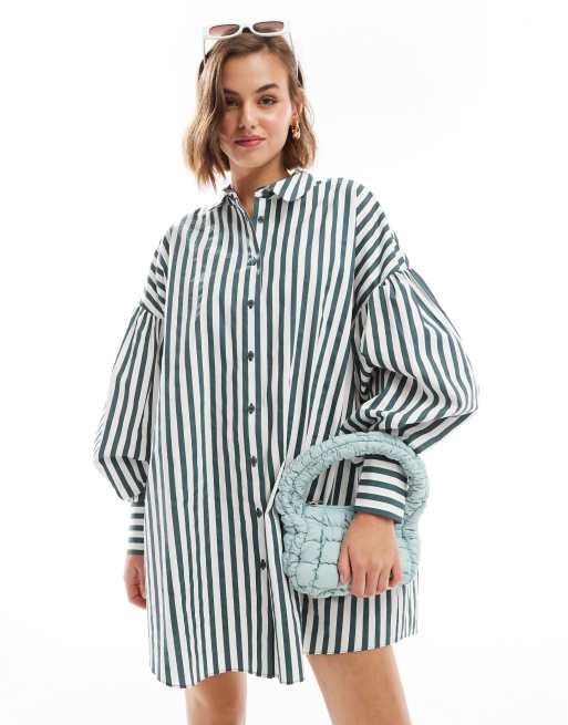 asos striped shirt dress ASOS DESIGN maxi shirt dress in blue stripe