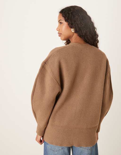 ASOS DESIGN – Boyfriend-Strickjacke aus strukturiertem Garn in Mokkabraun mit Oversize-Schnitt, 4 von 4